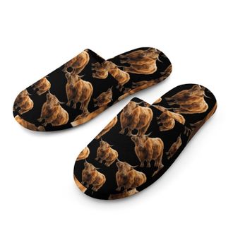 Generic Scottish Highland Cow Mens Cozy Memory Foam Slippers Warm Cotton House Shoes Comfy Slipper for Indoor Outdoor