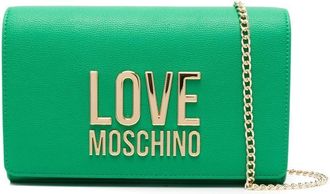 Love Moschino logo-lettering faux leather clutch - women - Polyurethane - OS - Green