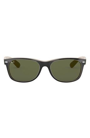 Ray-Ban New Wayfarer 55mm Rectangular Sunglasses in Black Beige/Green at Nordstrom