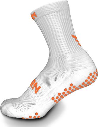 Torn Sports White with Orange Midcalf Grip Sock UK 9-12
