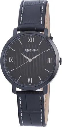 Johan Eric Denmark Koge Round Black IP Steel Black Dial Brown Leather Watch JE1700-13-007