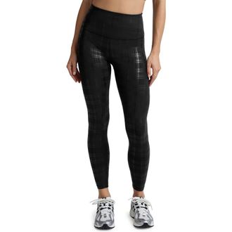 Beyond Yoga High Waist Midi Leggings in Plaid Foil Black at Nordstrom Rack, Size X-Small