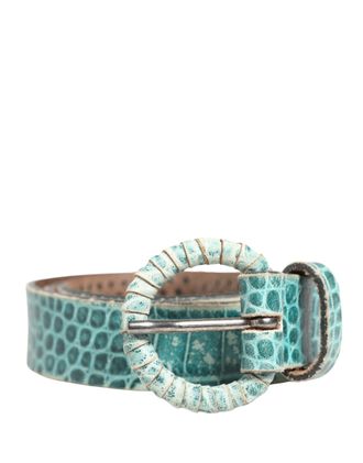 Scervino Street Women Leather Croco Print Studded Womens Belt (Pre-Owned)