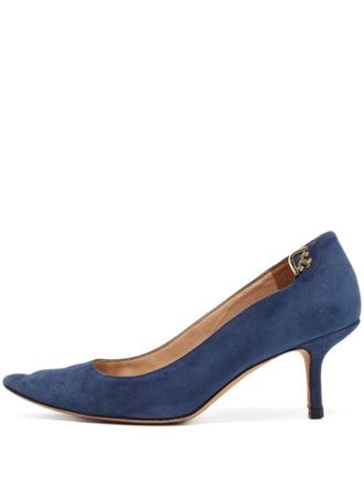 Tory Burch pre-owned 70mm Elizabeth pointed-toe suede pumps - women - Suede/Leather/Leather - 5.5 - Blue