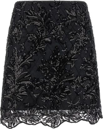 Le Twins Minigonna Moni con paillettes - Nero