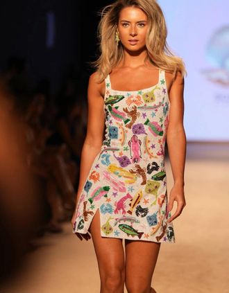 Oceanus Womens Arizona Beaded Mini Dress White - Size: 10/8