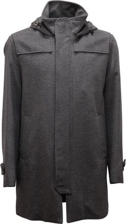 Herno Wol Kasjmier Halve Jas Jas - Heren - Mantel - Grijs - L - Wol - Jassen
