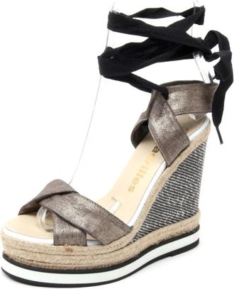 Espadrilles Bull Drill sleehak sandaal goud - Dames - Sleehakken - Zwart - 40 EU - Schoenen
