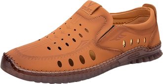 Generic Leather Loafers Shoes for Men Lightweight Slip On Shoes Hollow Out Casual Sneaker Non Slip Work Shoe Soft-Soled Outdoor Shoe Breathable Walking Sneake