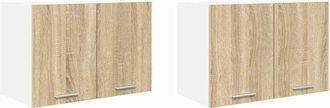 vidaXL Hanging Cabinet Riga 2 pcs Sonoma Oak and White 60 x 31 x 40 cm vidaXL
