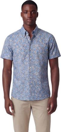 Lords of Harlech Floral Field Mens Printed Button Up Shirt in Floral Field Blue at Nordstrom, Size X-Large