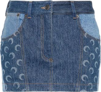 Marine Serre mini denim skirt - women - Cotton/Cotton - M - Blue