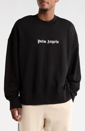 Palm Angels Logo Cotton Sweatshirt in Black/white at Nordstrom Rack, Size Xx-Large
