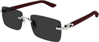 Cartier Sunglasses, male, Gray, Size: 55 MM Decor C Rectangle Sunglasses