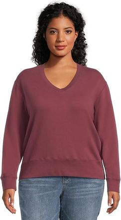 Mod-o-doc Long Sleeve Deep-v Neck Sweatshirt Womens Sweatshirt Zinfandel : LG (US 12-14), Cotton