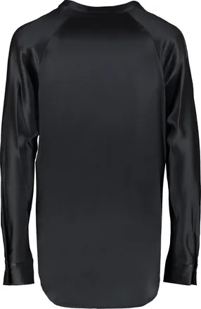 Vince Womens Silk Blouse With Buttoned Cuffs Black Blouses Shirt