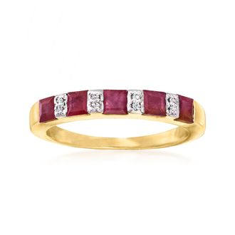 Ross-Simons Ruby Ring With Diamond Accents in 18kt Gold Over Sterling