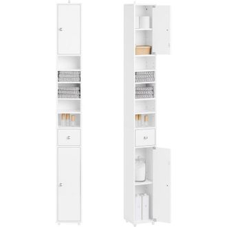 SoBuy Sobuy - Bathroom Tall Cabinet Cupboard Matt & High Gloss White,BZR167-GW