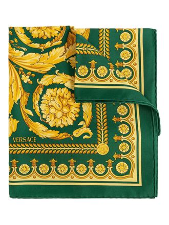 Versace Foulard grande in seta con stampa Barocco - Verde