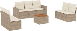 vidaXL Vidaxl - Juego De Sof&aacute;s De Jard&iacute;n Con Cojines Beige 8 Pzas Rat&aacute;n Pe