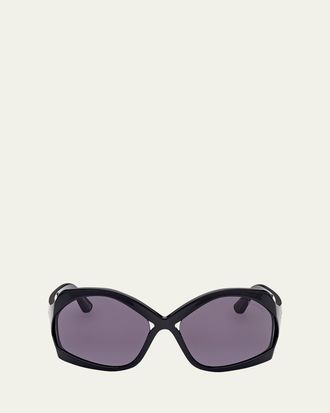 Tom Ford Cheyenne Cross-Bridge Acetate Butterfly Sunglasses