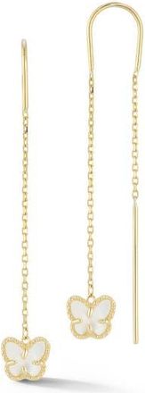 Ember Fine Jewelry 14K Gold Mother of Pearl Butterfly Threader Drop Earrings at Nordstrom Rack