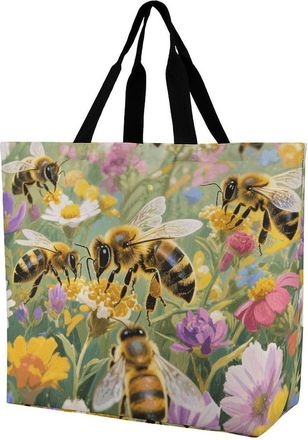 Generic Bees Handbag Lightweight Tote Bag Handle Shopping Bags For Casual Daily Use Beach