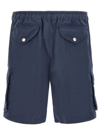 Brunello Cucinelli Mens Blue Linen Bermuda Shorts