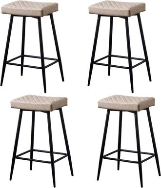 Ainpecca Ainpecca - Bar Stools Set of 4 pu Leather Grey Breakfast Dining Bar Stools Fixed Height Bar Stools Breakfast Bar, Counter, Kitchen and Home