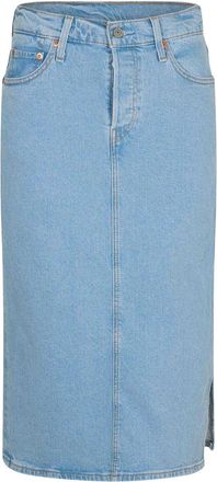 Levi's Midi-rok met zijsplit voor dames (Licht steenblauw)