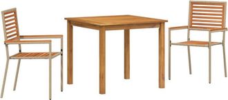 vidaXL Garden Dining Set 3 pcs Beige Poly rattan Vidaxl