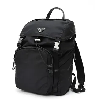 Prada Black Nero Nylon Fabric Leather Backpack (Pre-Owned)