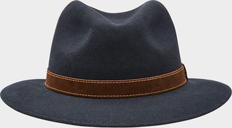 Borsalino Mens Alessandria Leather-Band Wool Fedora Hat