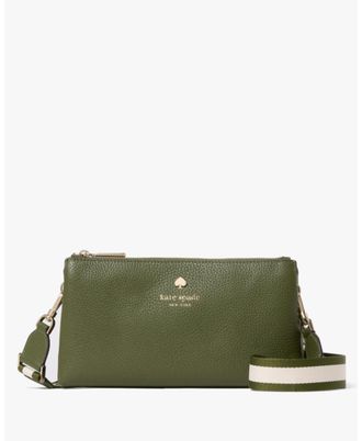 Kate Spade New York Womens Emma Colorblock Pebbled Leather Mini Crossbody - Dark Green - One Size
