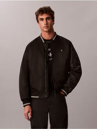 Calvin Klein Jeans Calvin Klein Mens Nylon Tipped Bomber Jacket - Black - L