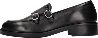 Emanuelle Vee Leren loafers met dubbele gesp - Dames - Loafers - Zwart - 39 EU - Leer - Schoenen
