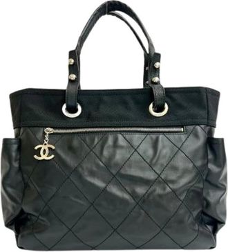 Chanel Pre-owned Tote Bags, female, Black, Size: ONE SIZE Pre-owned Vintage Canvas Tote Bag