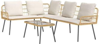 vidaXL Garden Sofa Set 2 pcs Natural Poly Rattan Vidaxl