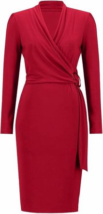 Joseph Ribkoff Womens V-Neck Sheath Dress In Lipstick Red