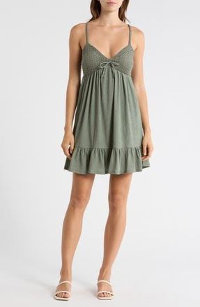 Madden Girl Crochet Babydoll Tiered Dress in Seagrass at Nordstrom Rack, Size X-Large