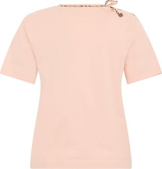 Burberry Womens T-Shirt With Tartan Detail, Compact Pink Cotton T-Shirts & Jerseys