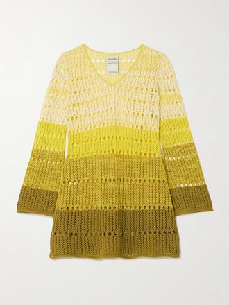 Escvdo Abito Mini In Maglia Di Cotone Ombr&eacute; Mishi - Giallo