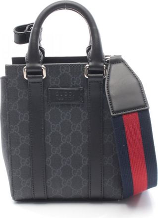 Gucci Black Gray Pvc Coated Canvas Leather Handbag Tote Bag (Pre-Owned)