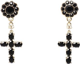 Dolce & Gabbana Oorbellen met kruisjes - Dames - Oorbellen - Zwart - ONE Size - Accessoires