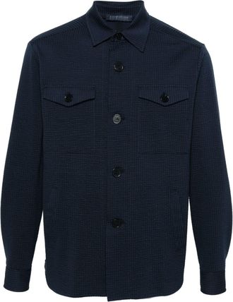 Harris Wharf London seersucker shirt jacket - men - Cotton/Polyester - 48 - Blue