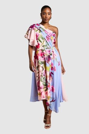 Coast Floral Printed Chiffon Dress in Light Blue at Nordstrom, Size 14