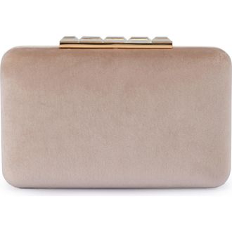 Olga Berg Bess Velvet Frame Clutch in Natural at Nordstrom