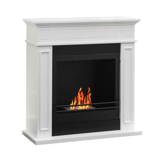 Dmora Dmora - Chimenea De Bioetanol Ala, Chimenea Ecol&oacute;gica, Hogar Sin Humo, Calefactor De Etanol, Made In Italy, 91x28 H90 Cm, Blanco