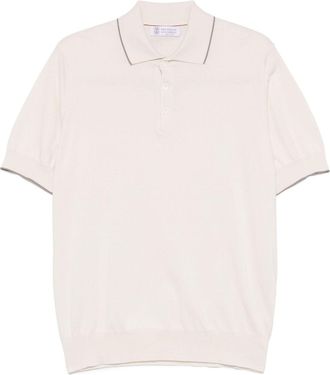 Brunello Cucinelli Polo con bordo a contrasto - Toni neutri