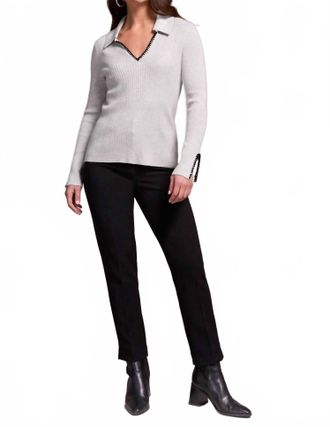 Tribal Long Sleeve Polo Sweater In Grey Mix